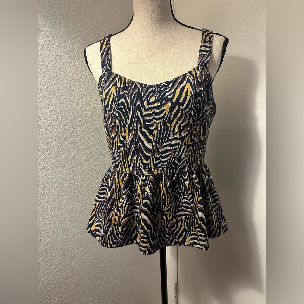 ⭐ Last Chance! Anthropologie Black and White Peplum Tank Top